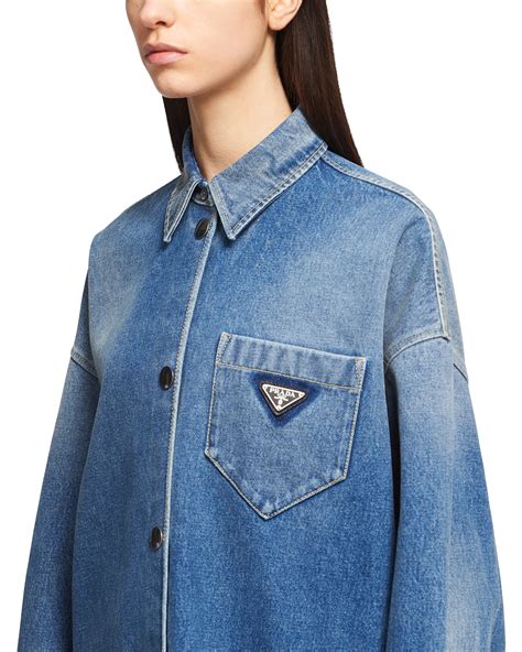 prada oversize shirt|Prada Oversized Organic Denim Shirt .